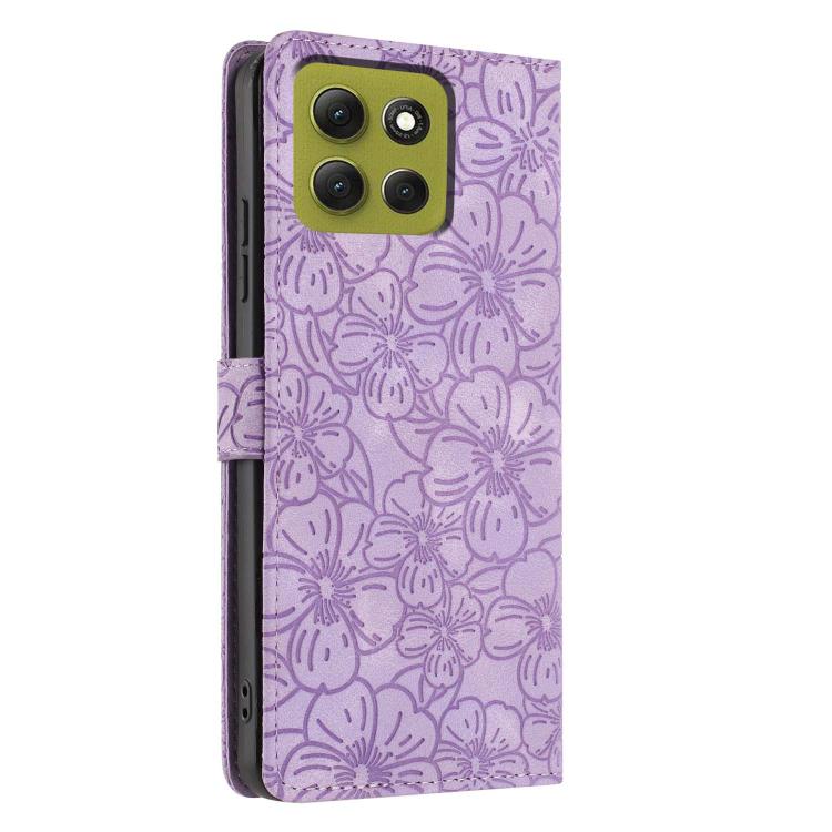 For Motorola Moto G86 5G Cherry Blossoms Embossed Leather Phone Case