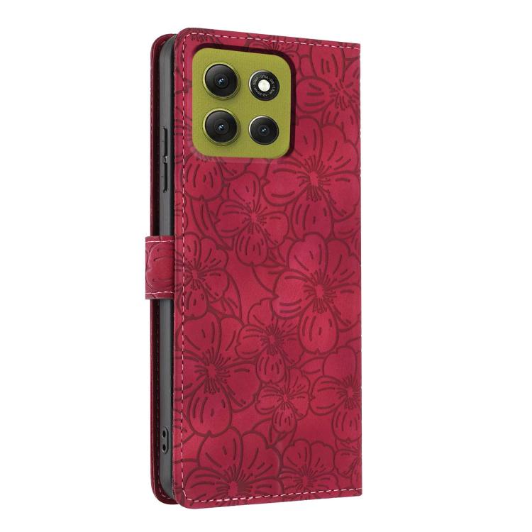 For Motorola Moto G86 5G Cherry Blossoms Embossed Leather Phone Case