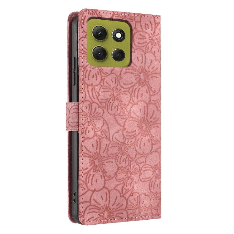 For Motorola Moto G86 5G Cherry Blossoms Embossed Leather Phone Case