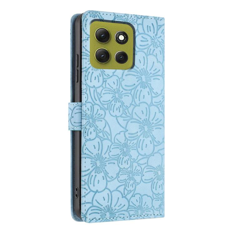 For Motorola Moto G86 5G Cherry Blossoms Embossed Leather Phone Case