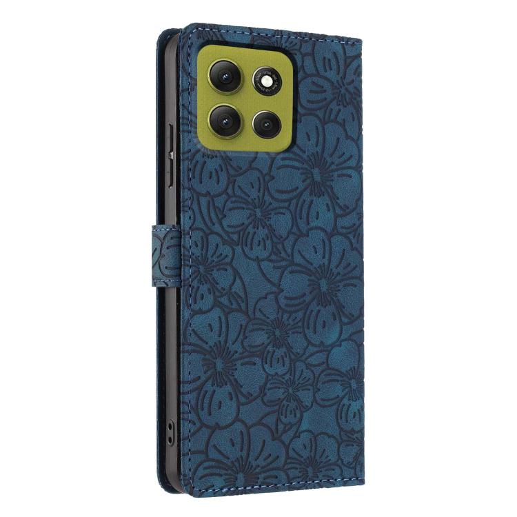 For Motorola Moto G86 5G Cherry Blossoms Embossed Leather Phone Case