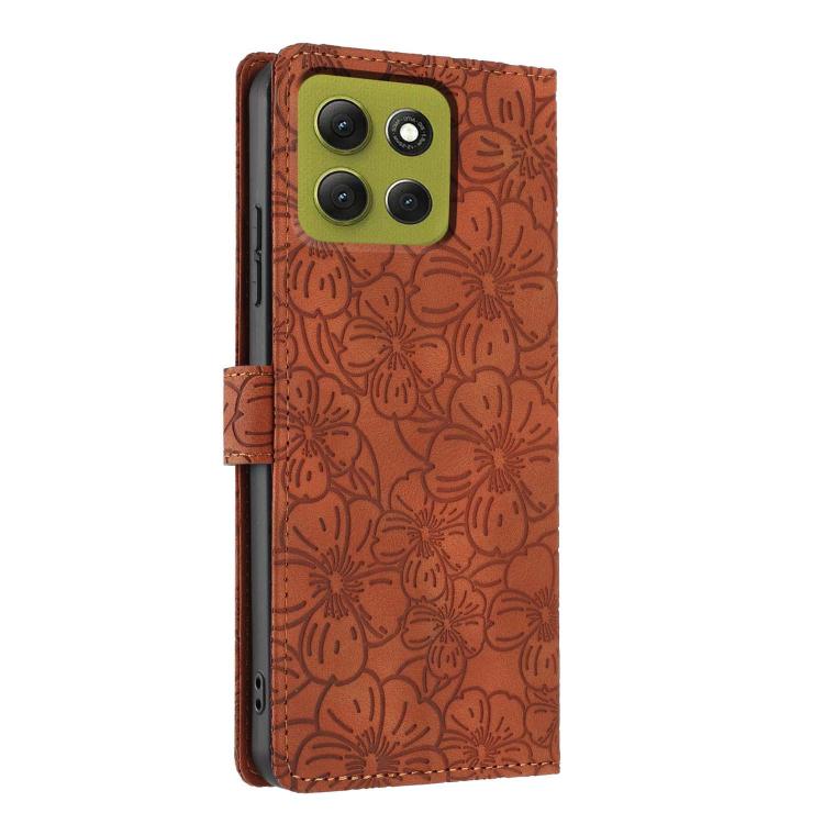 For Motorola Moto G86 5G Cherry Blossoms Embossed Leather Phone Case