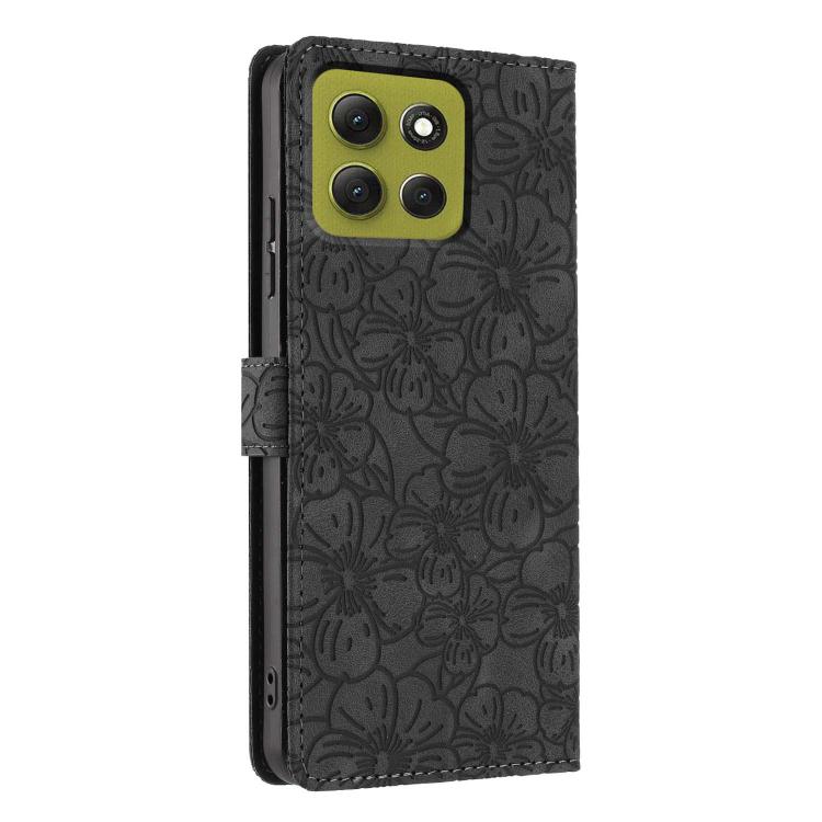 For Motorola Moto G86 5G Cherry Blossoms Embossed Leather Phone Case