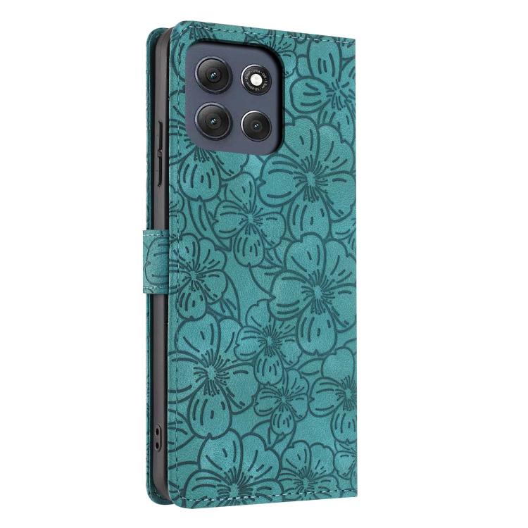 For Motorola Moto G86 Power Cherry Blossoms Embossed Leather Phone Case