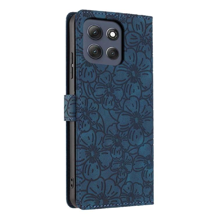 For Motorola Moto G86 Power Cherry Blossoms Embossed Leather Phone Case