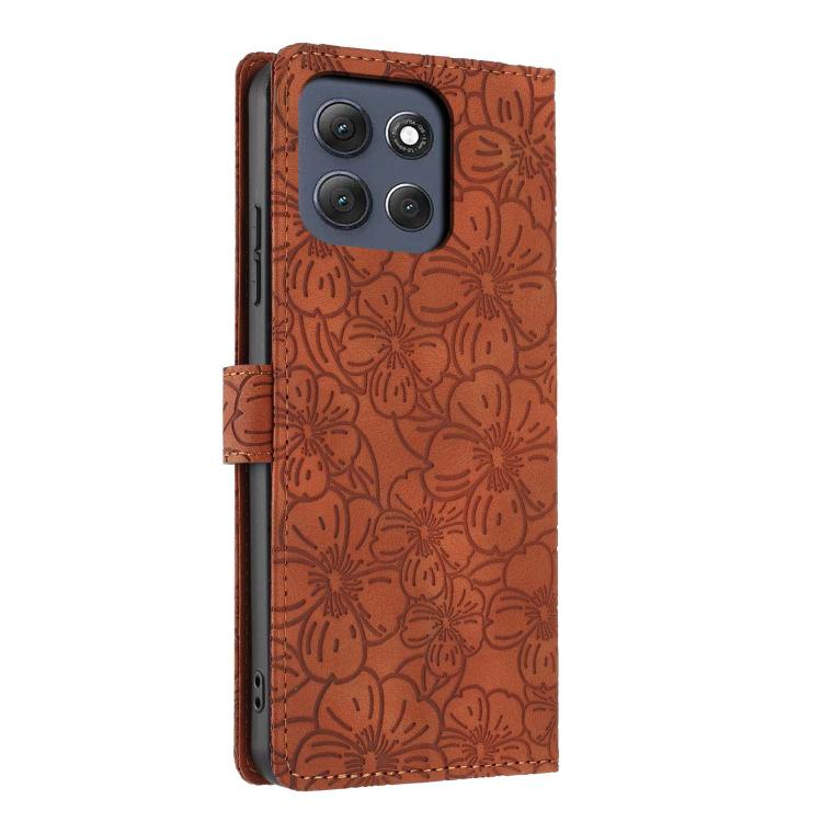 For Motorola Moto G86 Power Cherry Blossoms Embossed Leather Phone Case