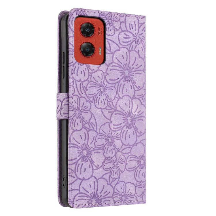 For Motorola Moto G Stylus 5G 2024 Cherry Blossoms Embossed Leather Phone Case