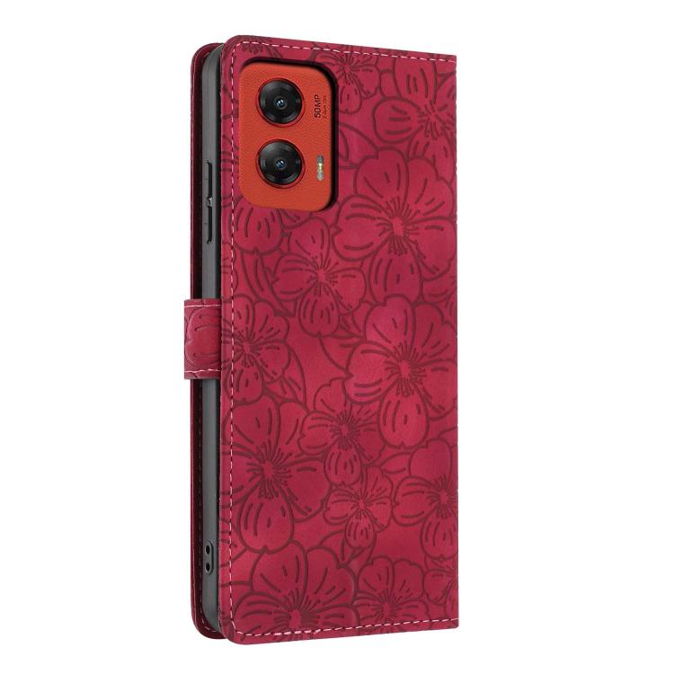 For Motorola Moto G Stylus 5G 2024 Cherry Blossoms Embossed Leather Phone Case