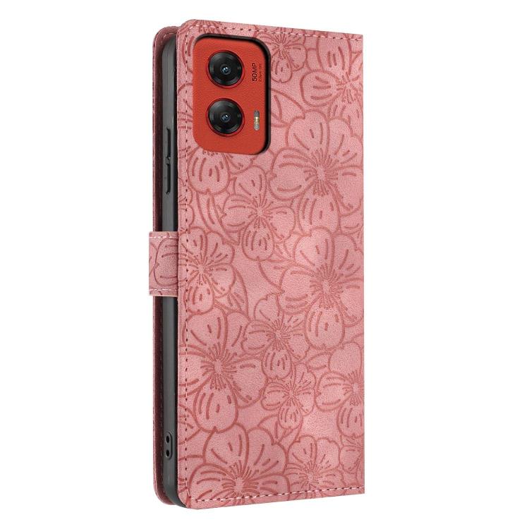 For Motorola Moto G Stylus 5G 2024 Cherry Blossoms Embossed Leather Phone Case