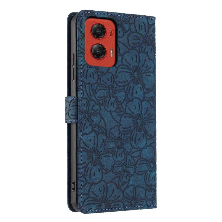For Motorola Moto G Stylus 5G 2024 Cherry Blossoms Embossed Leather Phone Case