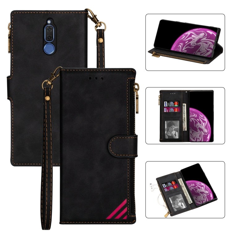 For Huawei Mate 10 Lite Zipper Multi-card Slots Horizontal Flip PU Leather Case with Holder & Card Slots & Wallet & Lanyard & Photo Frame