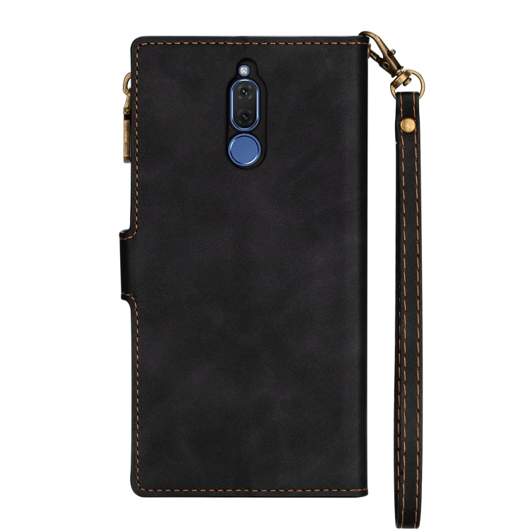 For Huawei Mate 10 Lite Zipper Multi-card Slots Horizontal Flip PU Leather Case with Holder & Card Slots & Wallet & Lanyard & Photo Frame