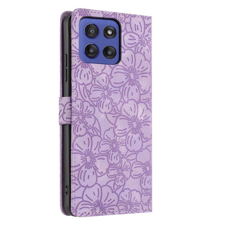 For Motorola Moto G Stylus 5G 2025 Cherry Blossoms Embossed Leather Phone Case