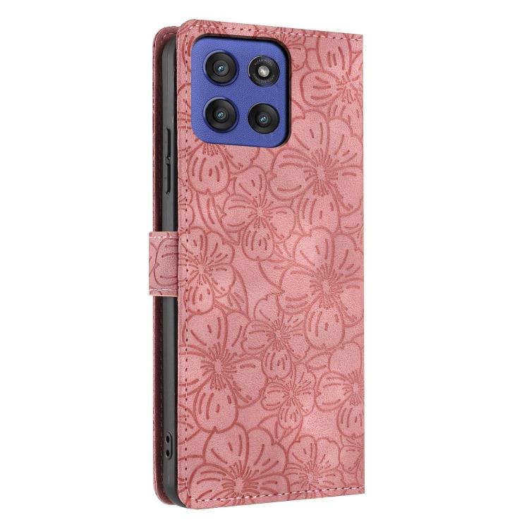 For Motorola Moto G Stylus 5G 2025 Cherry Blossoms Embossed Leather Phone Case
