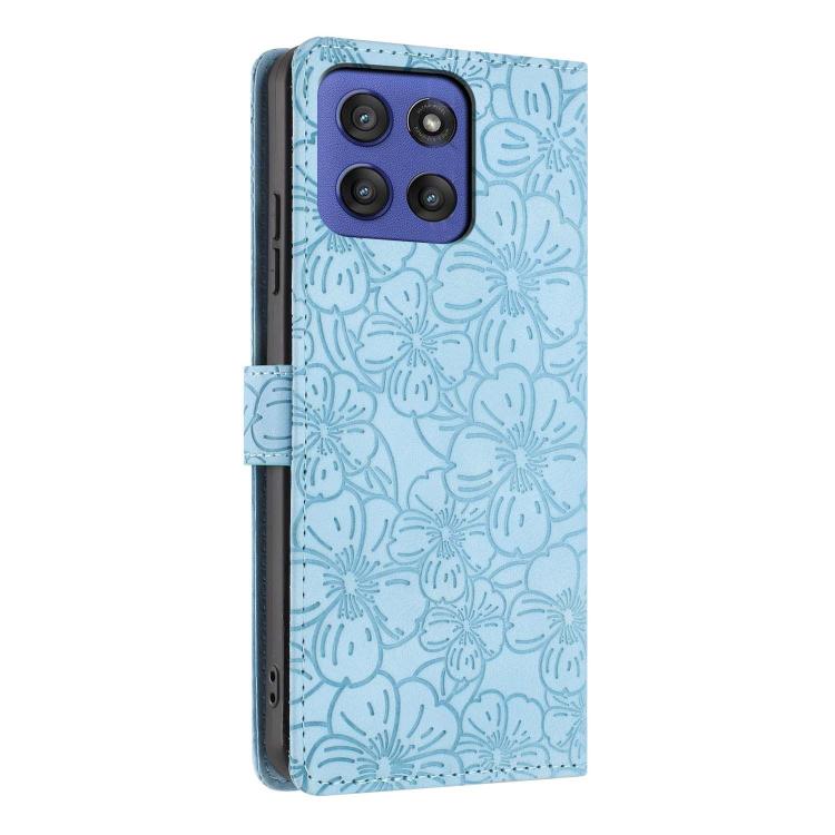 For Motorola Moto G Stylus 5G 2025 Cherry Blossoms Embossed Leather Phone Case