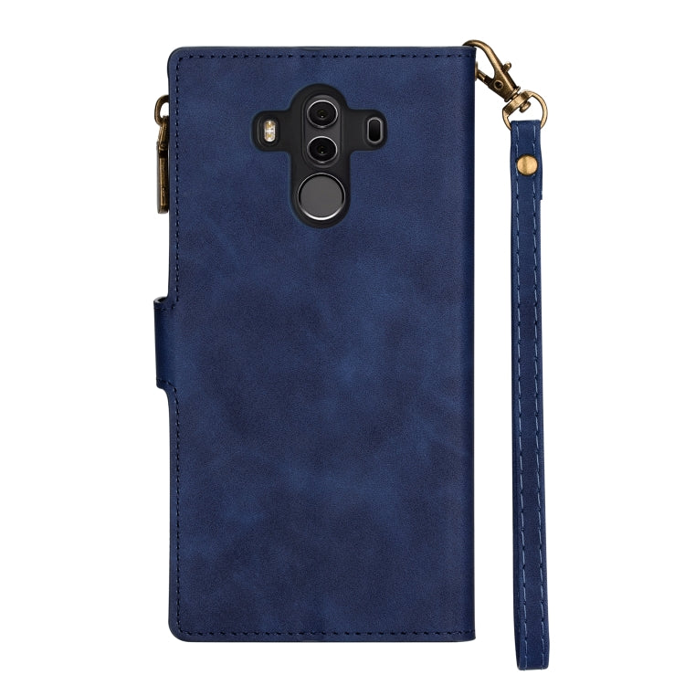 For Huawei Mate 10 Pro Zipper Multi-card Slots Horizontal Flip PU Leather Case with Holder & Card Slots & Wallet & Lanyard & Photo Frame