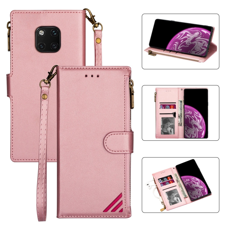 For Huawei Mate 20 Pro Zipper Multi-card Slots Horizontal Flip PU Leather Case with Holder & Card Slots & Wallet & Lanyard & Photo Frame
