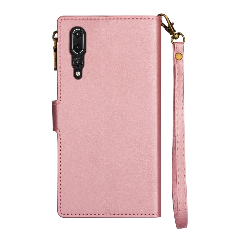 For Huawei P20 Pro Zipper Multi-card Slots Horizontal Flip PU Leather Case with Holder & Card Slots & Wallet & Lanyard & Photo Frame