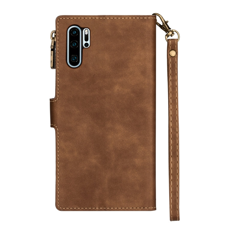 For Huawei P30 Pro Zipper Multi-card Slots Horizontal Flip PU Leather Case with Holder & Card Slots & Wallet & Lanyard & Photo Frame