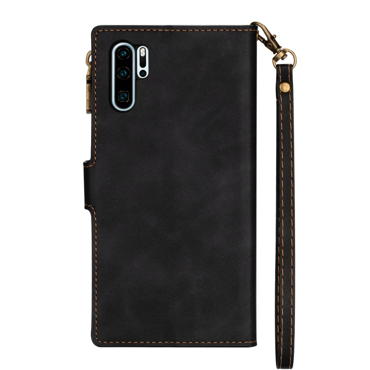 For Huawei P30 Pro Zipper Multi-card Slots Horizontal Flip PU Leather Case with Holder & Card Slots & Wallet & Lanyard & Photo Frame