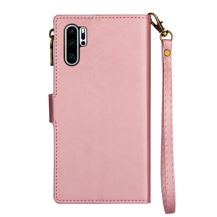 For Huawei P30 Pro Zipper Multi-card Slots Horizontal Flip PU Leather Case with Holder & Card Slots & Wallet & Lanyard & Photo Frame