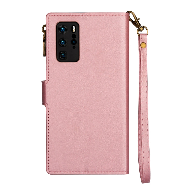 For Huawei P40 Pro Zipper Multi-card Slots Horizontal Flip PU Leather Case with Holder & Card Slots & Wallet & Lanyard & Photo Frame