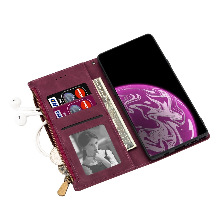 For Huawei P smart (2019) Zipper Multi-card Slots Horizontal Flip PU Leather Case with Holder & Card Slots & Wallet & Lanyard & Photo Frame