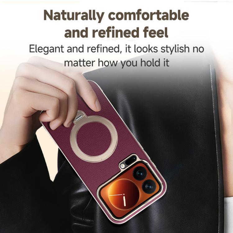 For Xiaomi 17 Skin Feel Leather Texture Cooling MagSafe Phone Case with 360 Degrees Rotating Holder