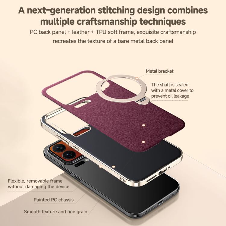 For Xiaomi 17 Skin Feel Leather Texture Cooling MagSafe Phone Case with 360 Degrees Rotating Holder