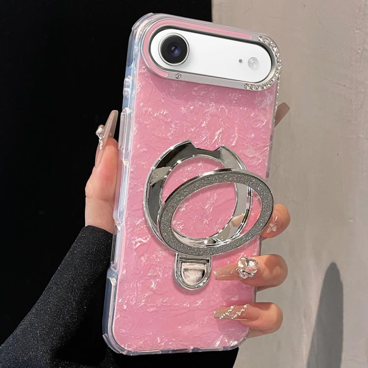 For iPhone Air Gilded Colorful Shell Patterned TPU+IMD Phone Case with Glitter Magnetic Holder