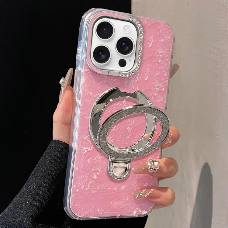 For iPhone 13 Pro Max Gilded Colorful Shell Patterned TPU+IMD Phone Case with Glitter Magnetic Holder