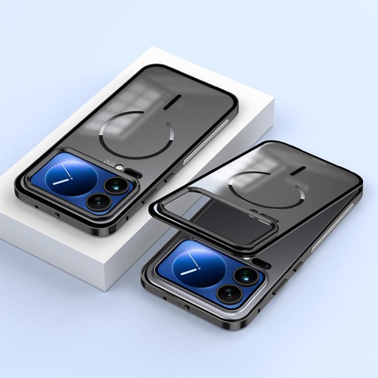 For Xiaomi 17 Pro Single-sided Snap Buckle Metal Frame Frosted MagSafe Phone Case