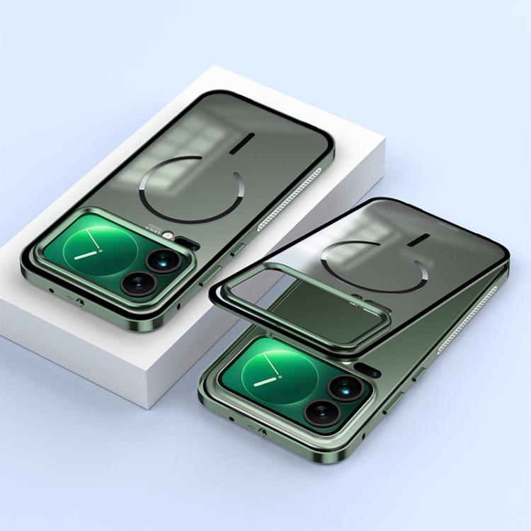 For Xiaomi 17 Pro Single-sided Snap Buckle Metal Frame Frosted MagSafe Phone Case