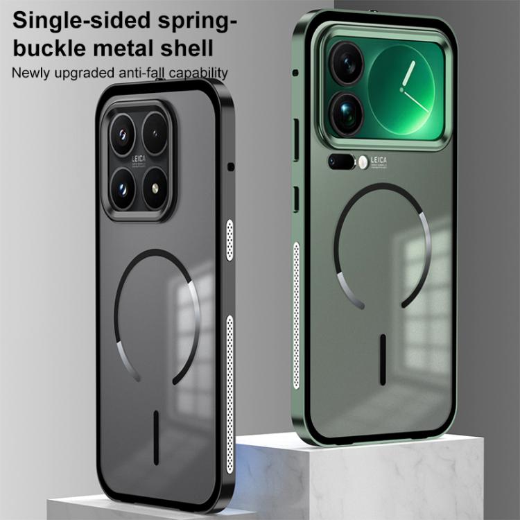For Xiaomi 17 Pro Single-sided Snap Buckle Metal Frame Frosted MagSafe Phone Case