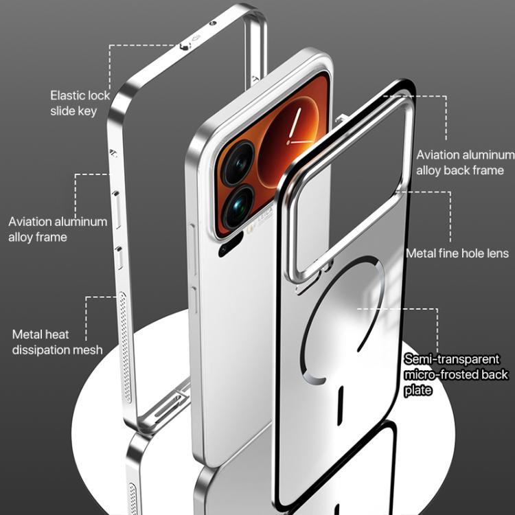 For Xiaomi 17 Pro Max Single-sided Snap Buckle Metal Frame Frosted MagSafe Phone Case
