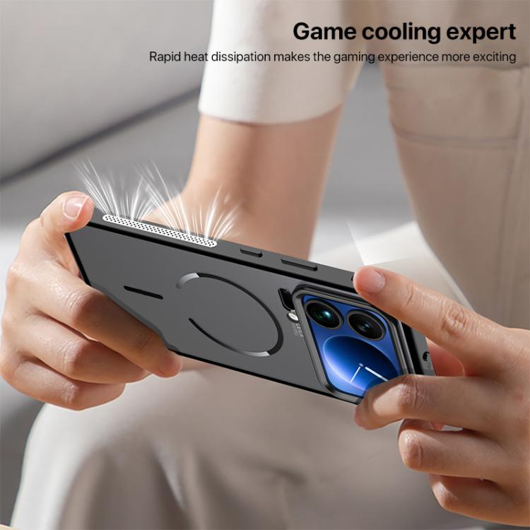 For Xiaomi 17 Pro Max Single-sided Snap Buckle Metal Frame Frosted MagSafe Phone Case