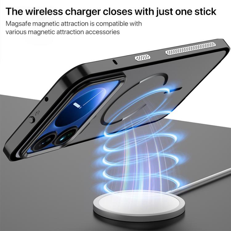 For Xiaomi 17 Pro Max Single-sided Snap Buckle Metal Frame Frosted MagSafe Phone Case