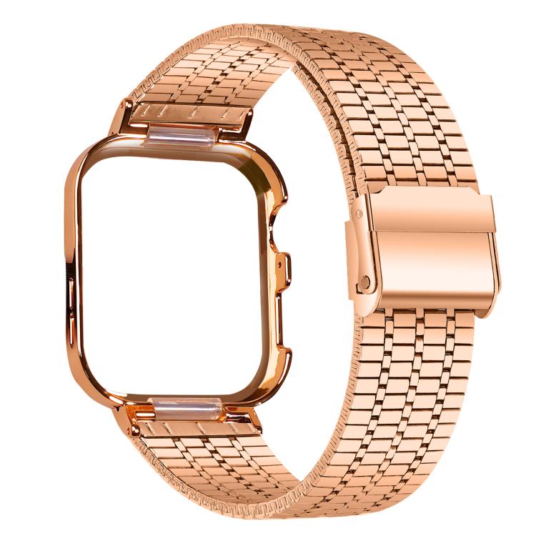 For Huawei Watch Fit4 Pro / Fit4 / Fit3 Metal Frame Integrated Seven Beads Buckle Stainless Steel Watch Band