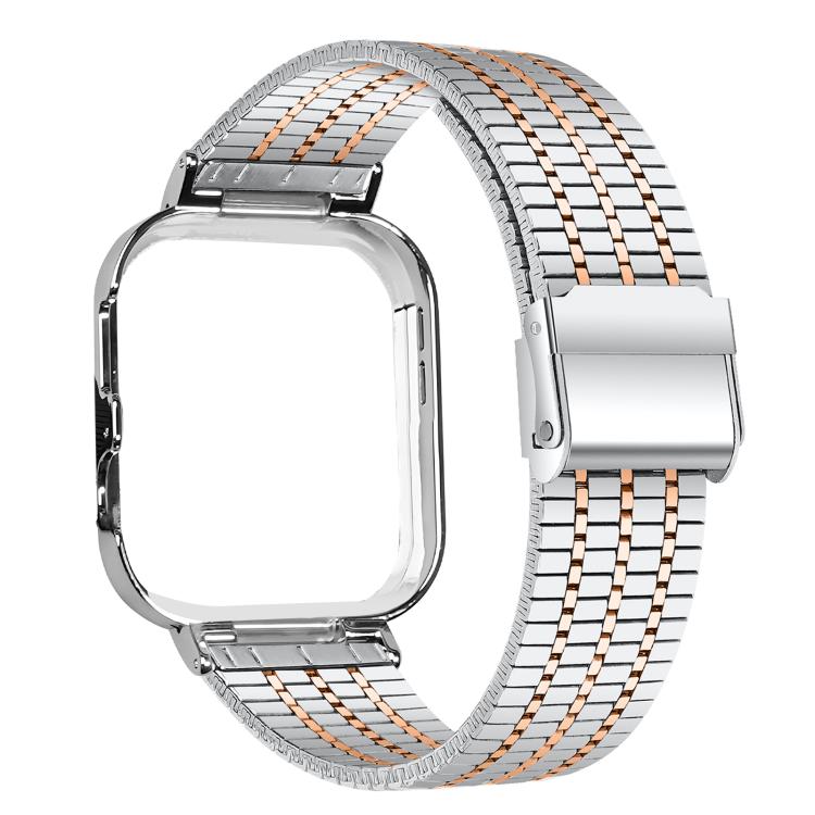For Huawei Watch Fit4 Pro / Fit4 / Fit3 Metal Frame Integrated Seven Beads Buckle Stainless Steel Watch Band