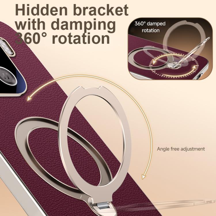 For OPPO Find X9 Pro Skin Feel Leather Texture Cooling MagSafe Phone Case with 360 Degrees Rotating Holder