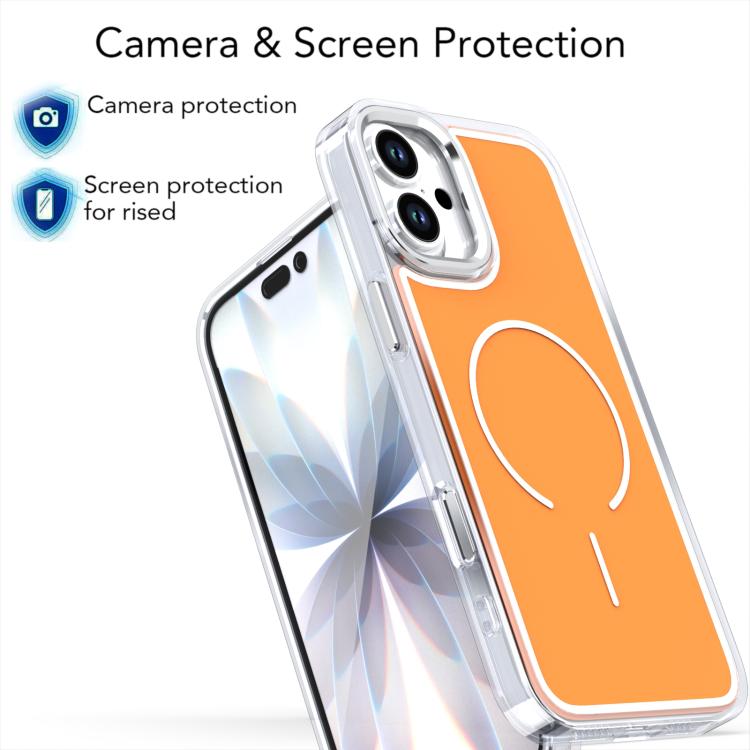 For iPhone 16 Plus Bright Shadow Two-color MagSafe Magnetic Phone Case