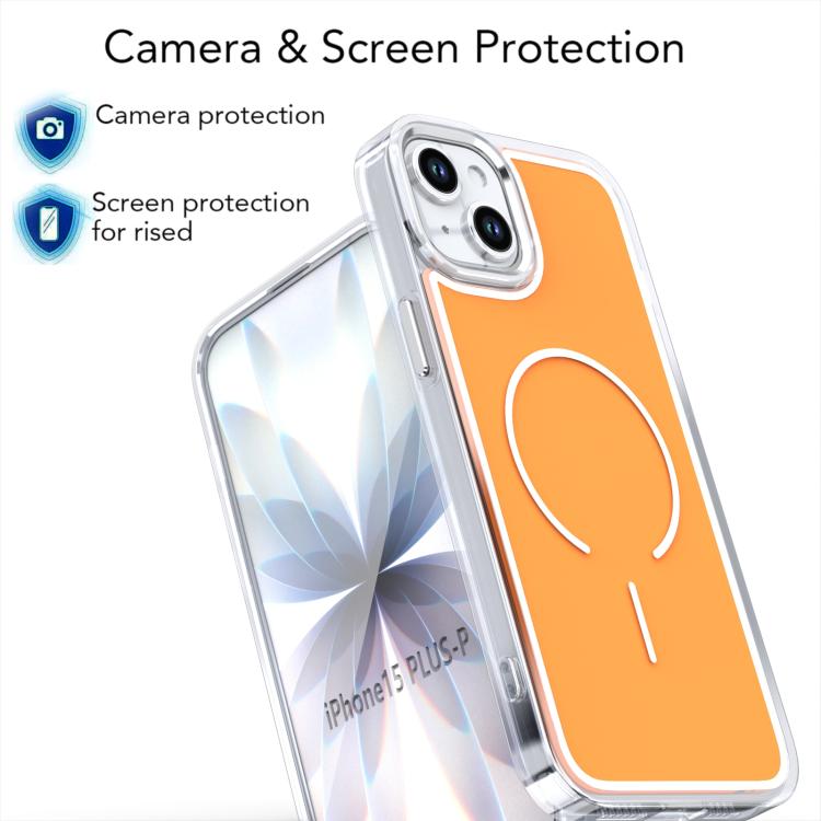 For iPhone 15 Plus Bright Shadow Two-color MagSafe Magnetic Phone Case