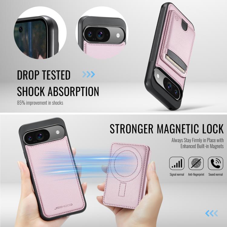 For Google Pixel 9 / 9 Pro JEEHOOD J10 Flip Card Bag MagSafe Split RFID Leather Phone Case