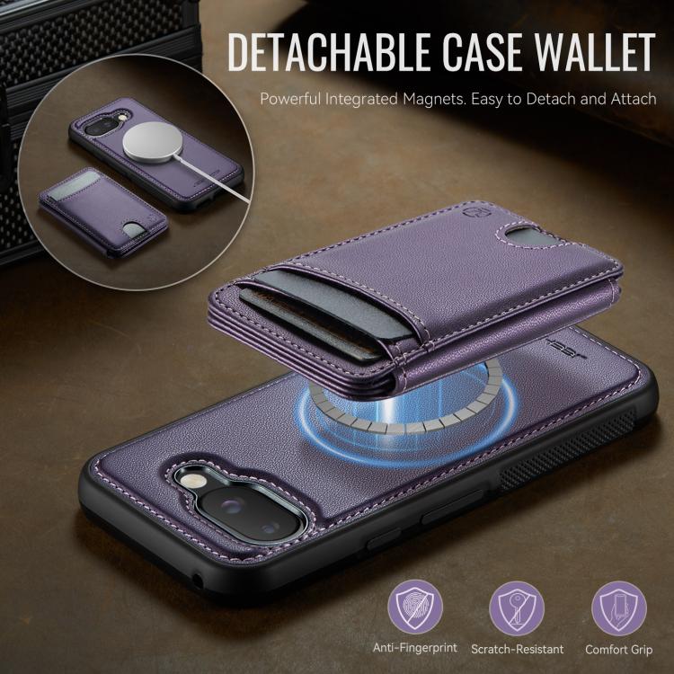 For Google Pixel 9a JEEHOOD J10 Flip Card Bag MagSafe Split RFID Leather Phone Case