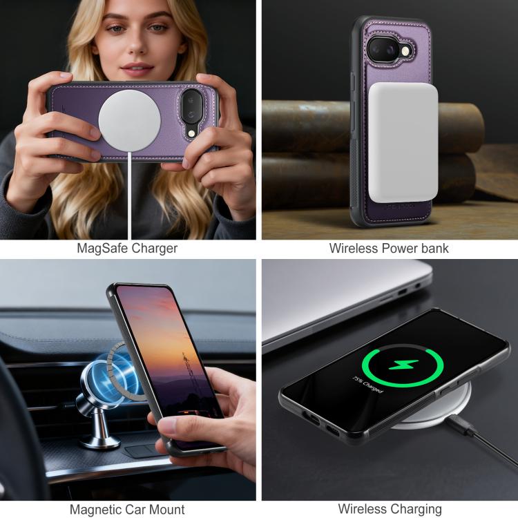 For Google Pixel 9a JEEHOOD J10 Flip Card Bag MagSafe Split RFID Leather Phone Case
