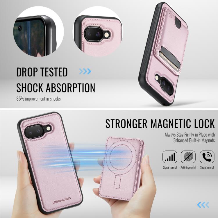 For Google Pixel 9a JEEHOOD J10 Flip Card Bag MagSafe Split RFID Leather Phone Case