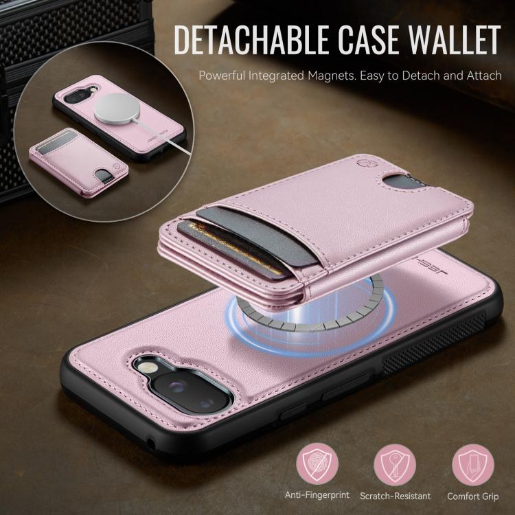 For Google Pixel 9a JEEHOOD J10 Flip Card Bag MagSafe Split RFID Leather Phone Case