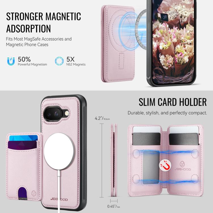 For Google Pixel 9a JEEHOOD J10 Flip Card Bag MagSafe Split RFID Leather Phone Case