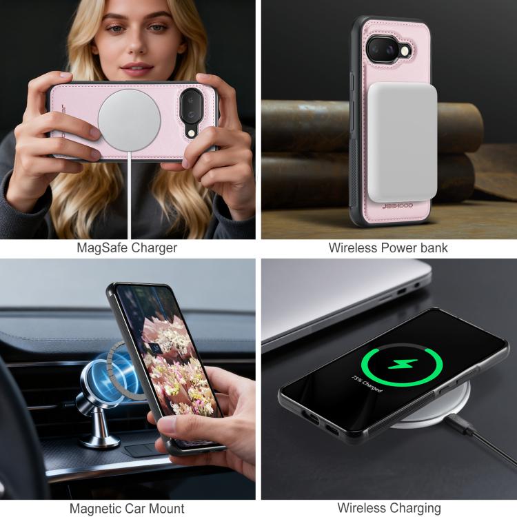 For Google Pixel 9a JEEHOOD J10 Flip Card Bag MagSafe Split RFID Leather Phone Case