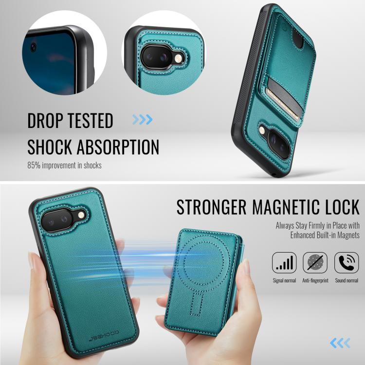 For Google Pixel 9a JEEHOOD J10 Flip Card Bag MagSafe Split RFID Leather Phone Case